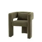 Gallery Direct Arezzo Armchair in a rich plush Green fabric with integrated bolster cushion for lumbar support