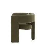 The Gallery Direct Arezzo Armchair is a unique 3 legged contemporary design in a rich Green upholstery, ideal for modern homes