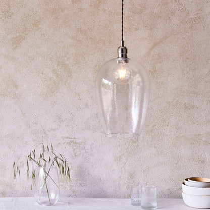 Gallery Direct Arlo 1 Large Pendant Light Bright Nickel, styled in a room setting
