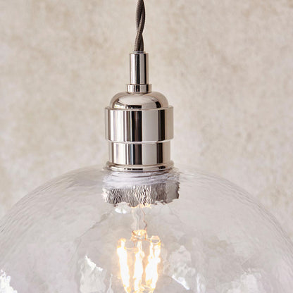Gallery Direct Arlo 1 Large Pendant Light Bright Nickel, close-up of the finish and design