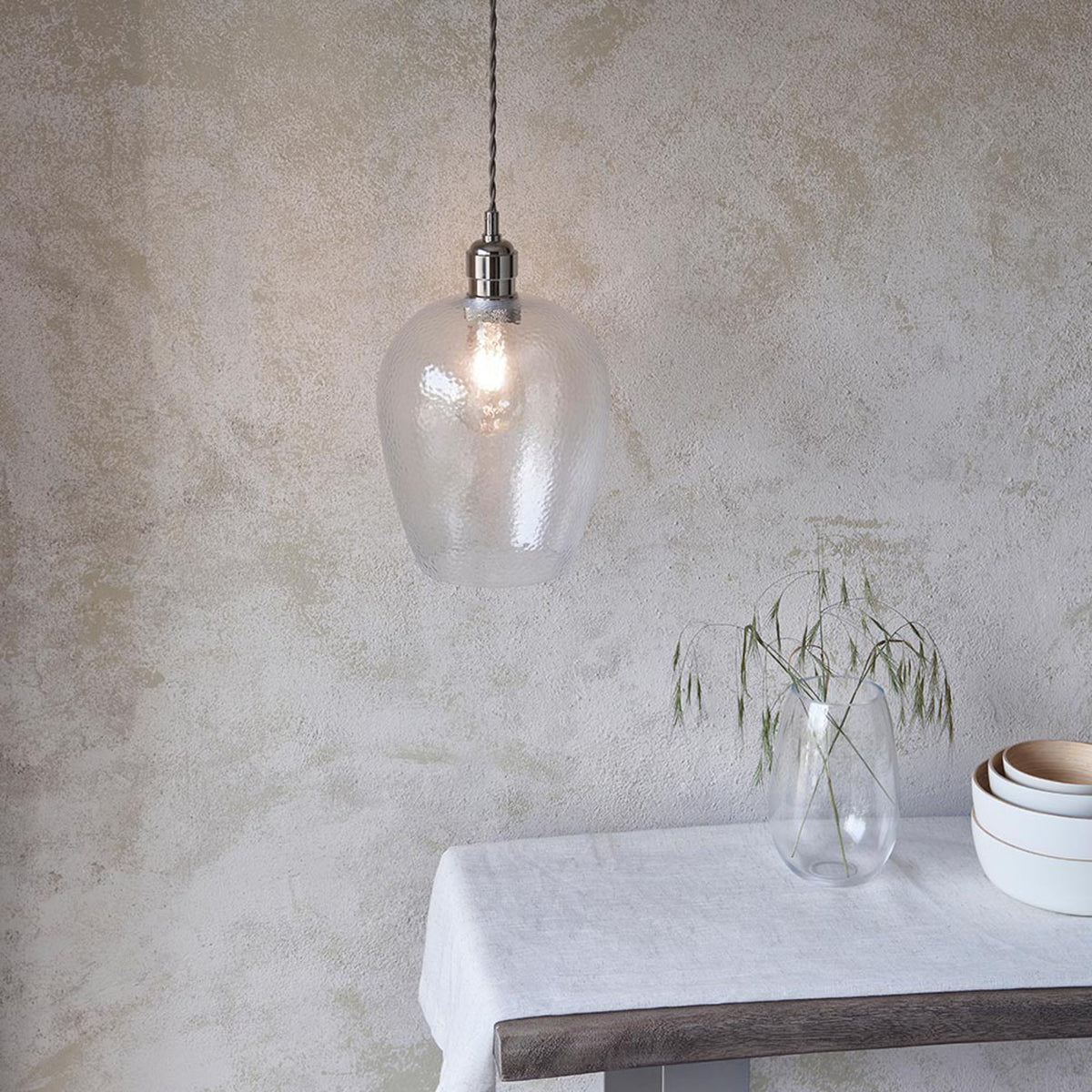 Gallery Direct Arlo 1 Medium Pendant Light Bright Nickel, styled in a room setting