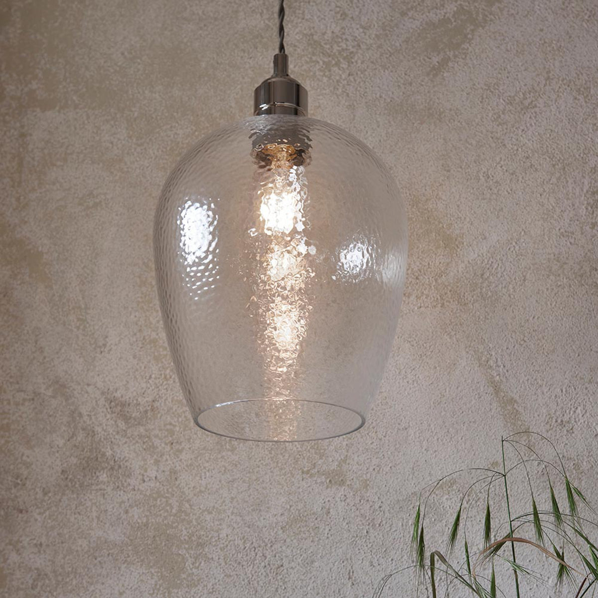 Gallery Direct Arlo 1 Medium Pendant Light Bright Nickel, styled in a room setting