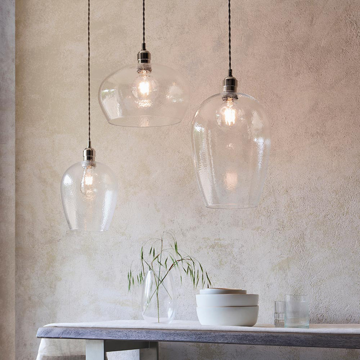 Gallery Direct Arlo 1 Pendant Light Bright Nickel, styled in a room setting