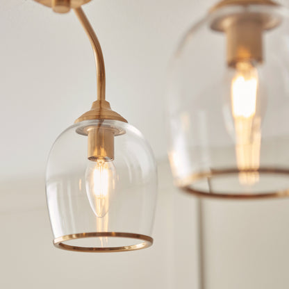 Gallery Direct Ashcroft Ceiling 3 Light Brushed Aged Brass, close-up of the finish and design