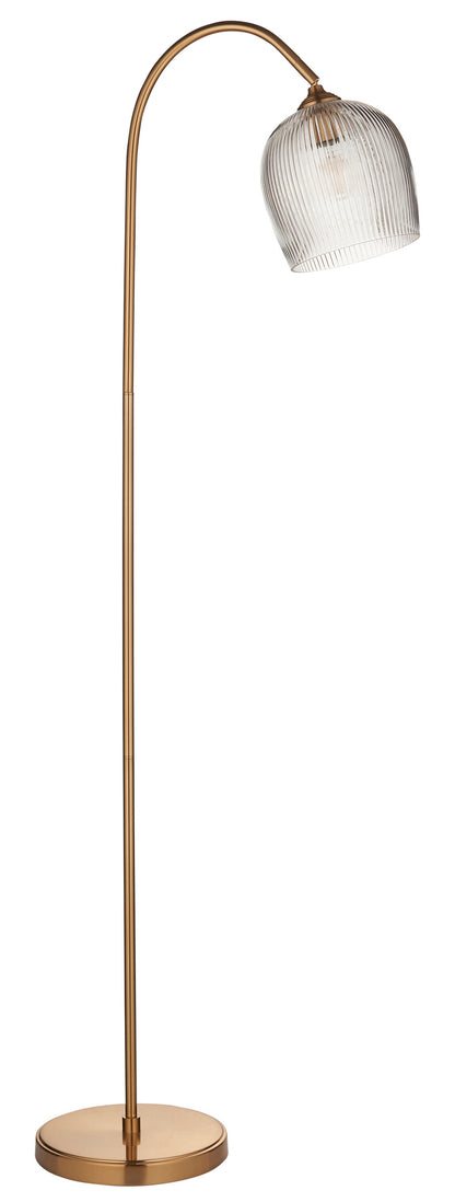 Gallery Direct Ashcroft Ribbed Floor Light Brushed Aged Brass, complete product view on a white background