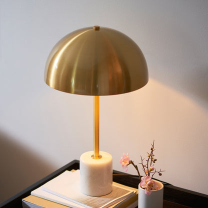 Gallery Direct Astoria Table Lamp Brass and Marble, styled in a room setting