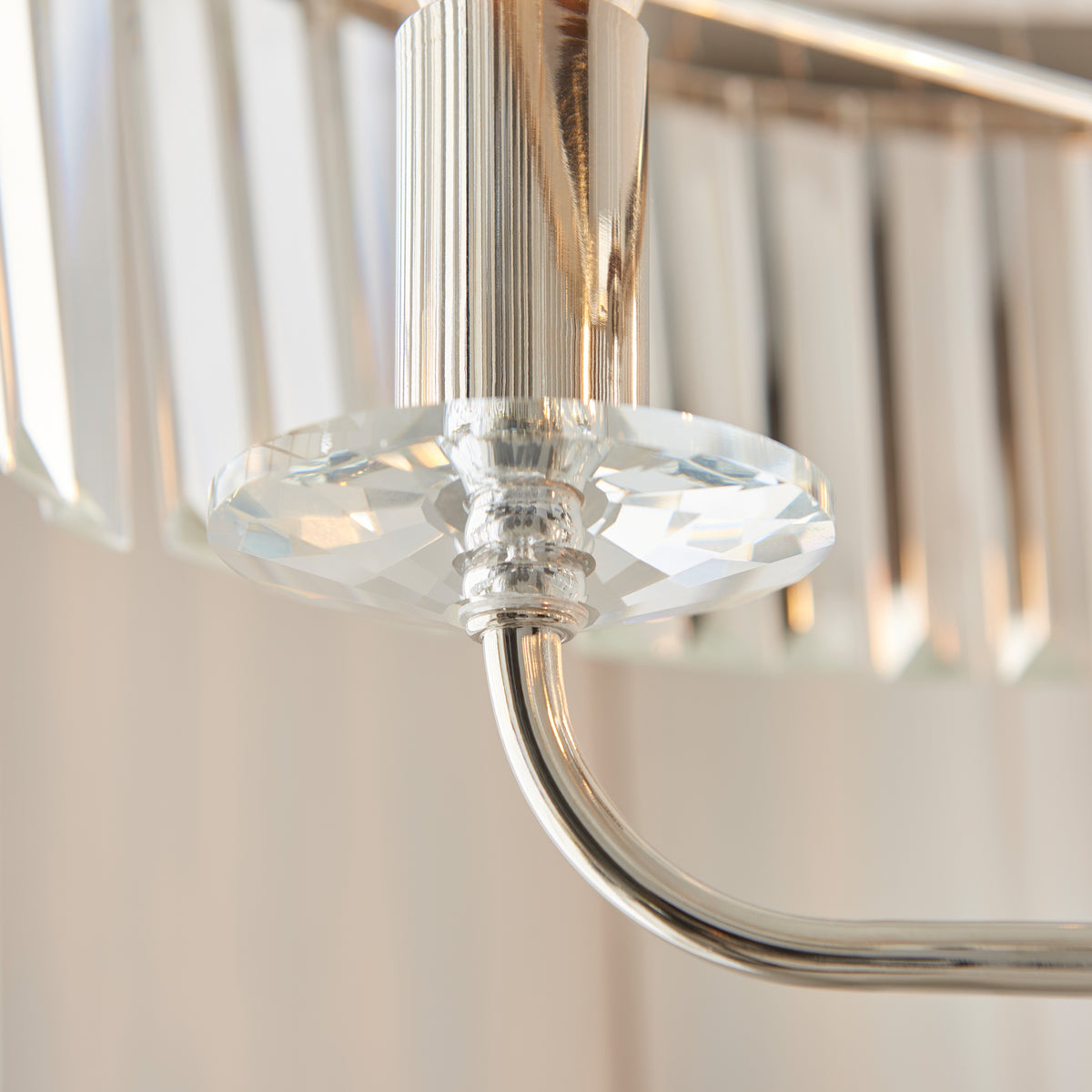 Gallery Direct Astraea Floor Lamp Bright Nickel, close-up of the finish and design