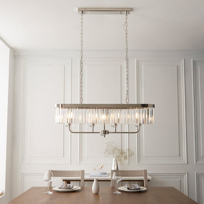Gallery Direct Astraea Linear Pendant Light Bright Nickel, styled in a room setting