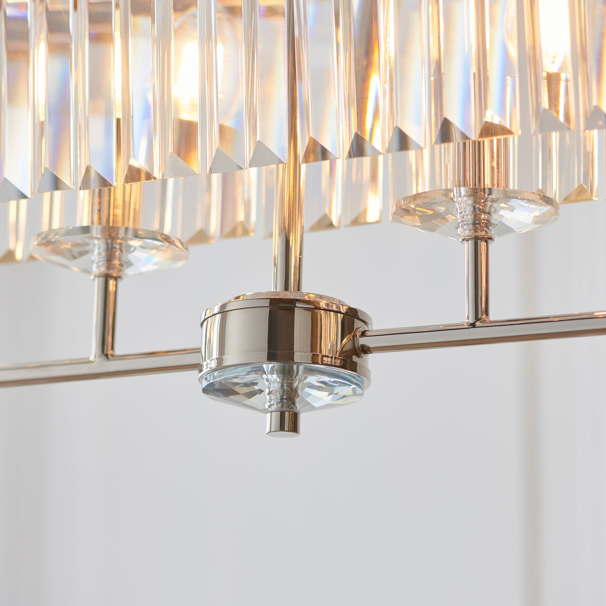 Gallery Direct Astraea Linear Pendant Light Bright Nickel, close-up of the finish and design