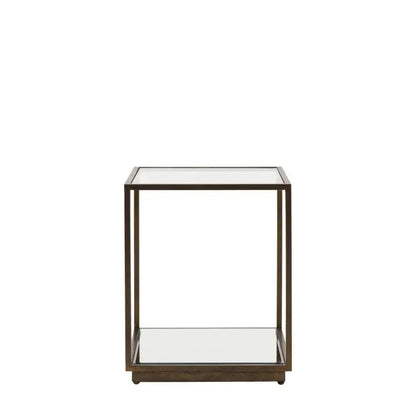Gallery Direct Avento Bronze Metal and Glass Side Table with open sides and lower shelf 