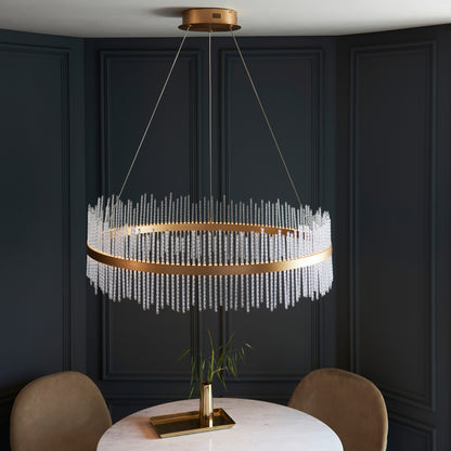 Gallery Direct Avignon Grand Pendant Light Gold, styled in a room setting