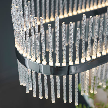 Gallery Direct Avignon Linear Pendant Light Chrome, close-up of the finish and design