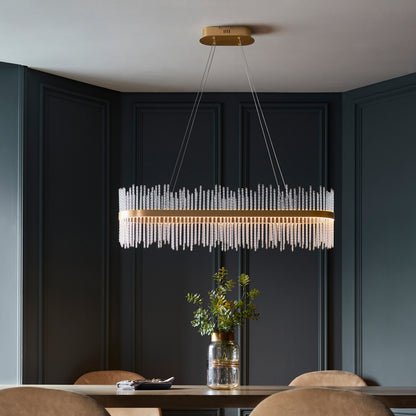 Gallery Direct Avignon Linear Pendant Light Gold, styled in a room setting