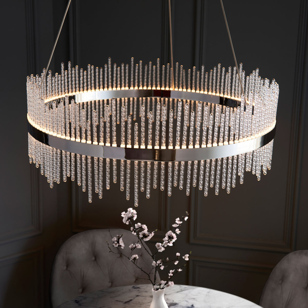 Gallery Direct Avignon Medium Pendant Light Chrome, styled in a room setting