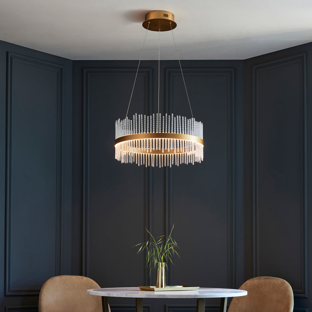Gallery Direct Avignon Small Pendant Light Gold, styled in a room setting