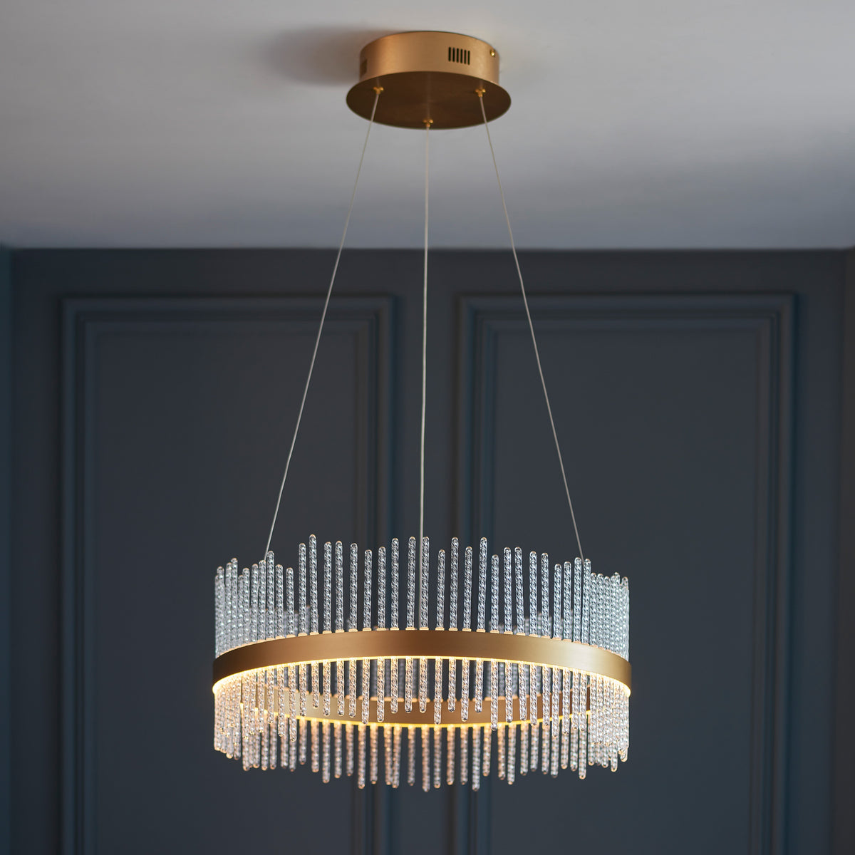 Gallery Direct Avignon Small Pendant Light Gold, styled in a room setting