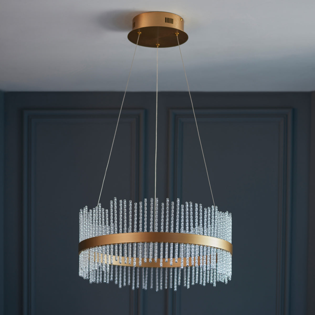 Gallery Direct Avignon Small Pendant Light Gold, styled in a room setting