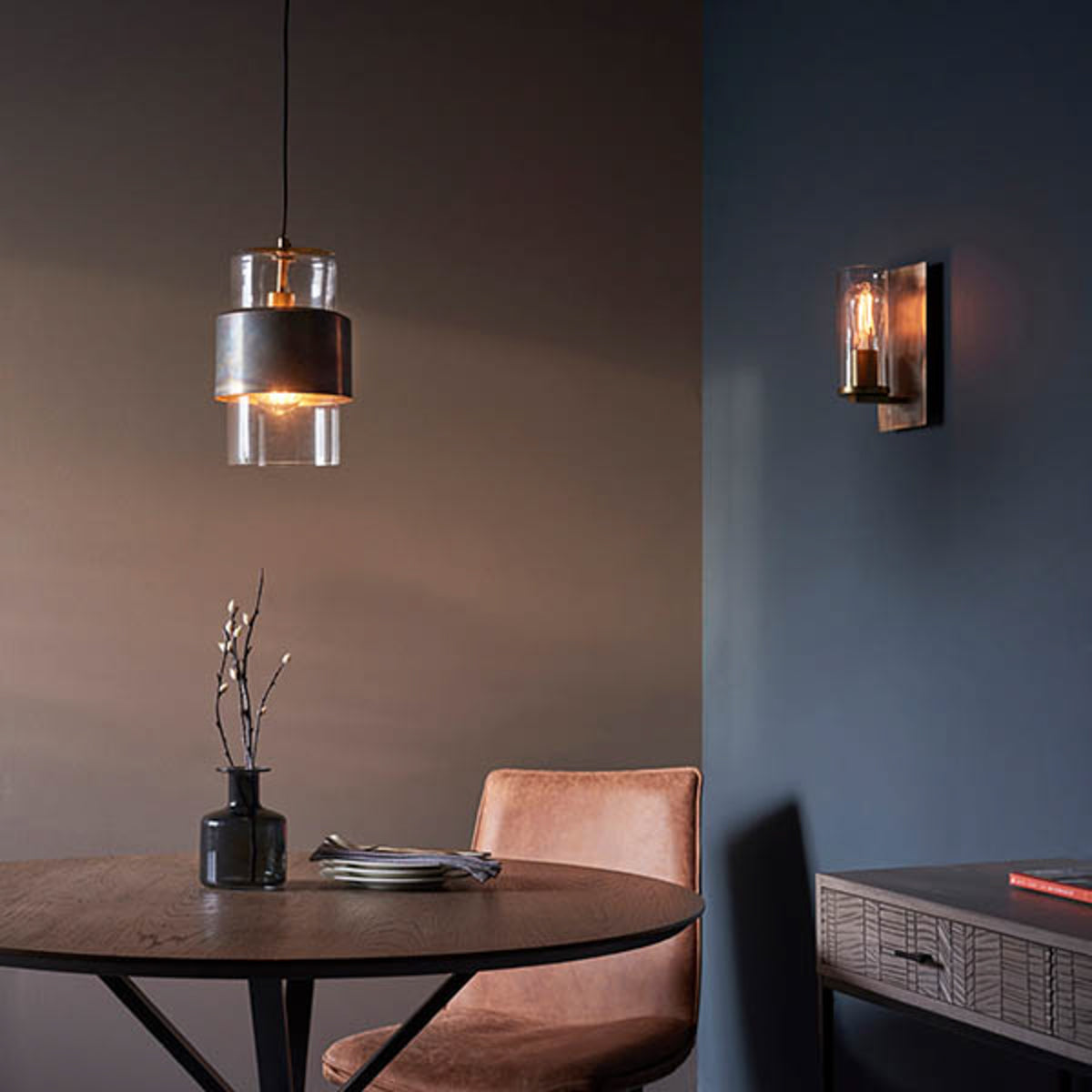 Gallery Direct Ayla Pendant Light Bronze, styled in a room setting