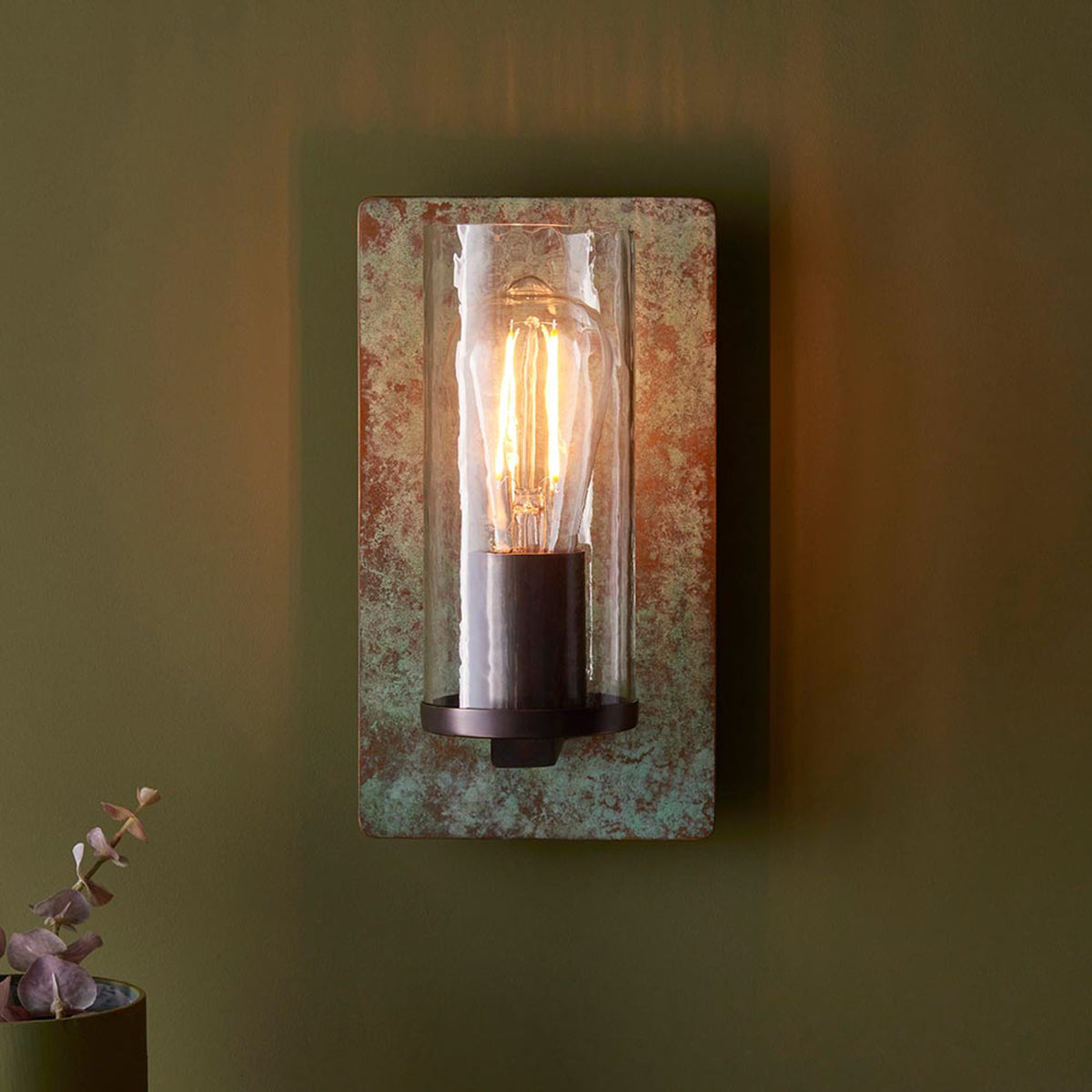 Gallery Direct Ayla Wall Light Bronze Verdigris, styled in a room setting