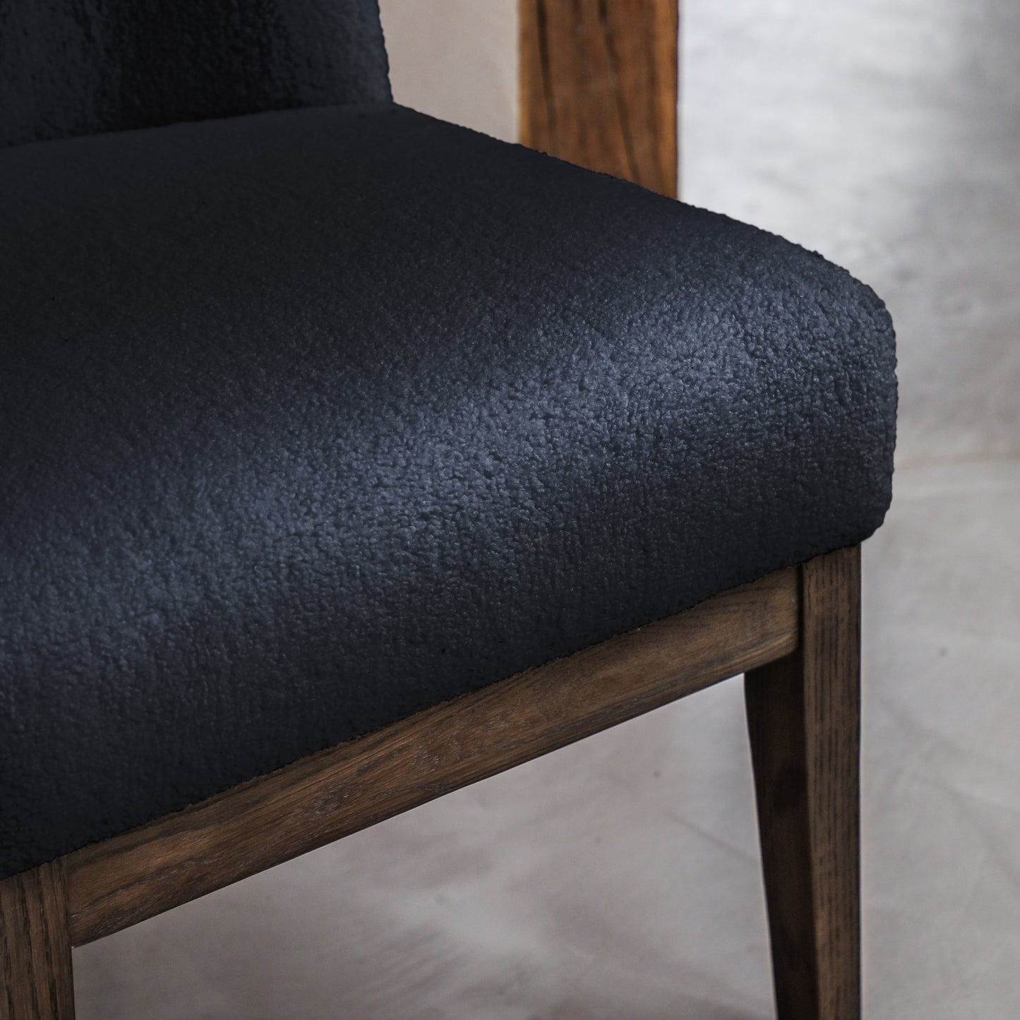 Gallery Direct Bardfield Chair upholstered in a deep Blue soft boucle style fabric with generously padded seat and backrest