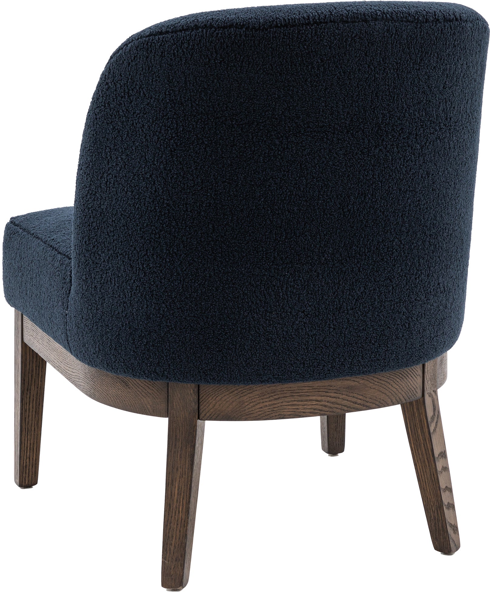 Gallery Direct Bardfield Chair in a deep Blue soft fabric with padded seat and backrest, and dark oak wood underframe and legs