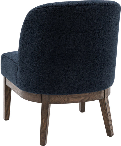 Gallery Direct Bardfield Chair in a deep Blue soft fabric with padded seat and backrest, and dark oak wood underframe and legs