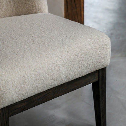 Gallery Direct Bardfield Chair in a Vanilla coloured soft boucle style fabric with generously padded seat and backrest