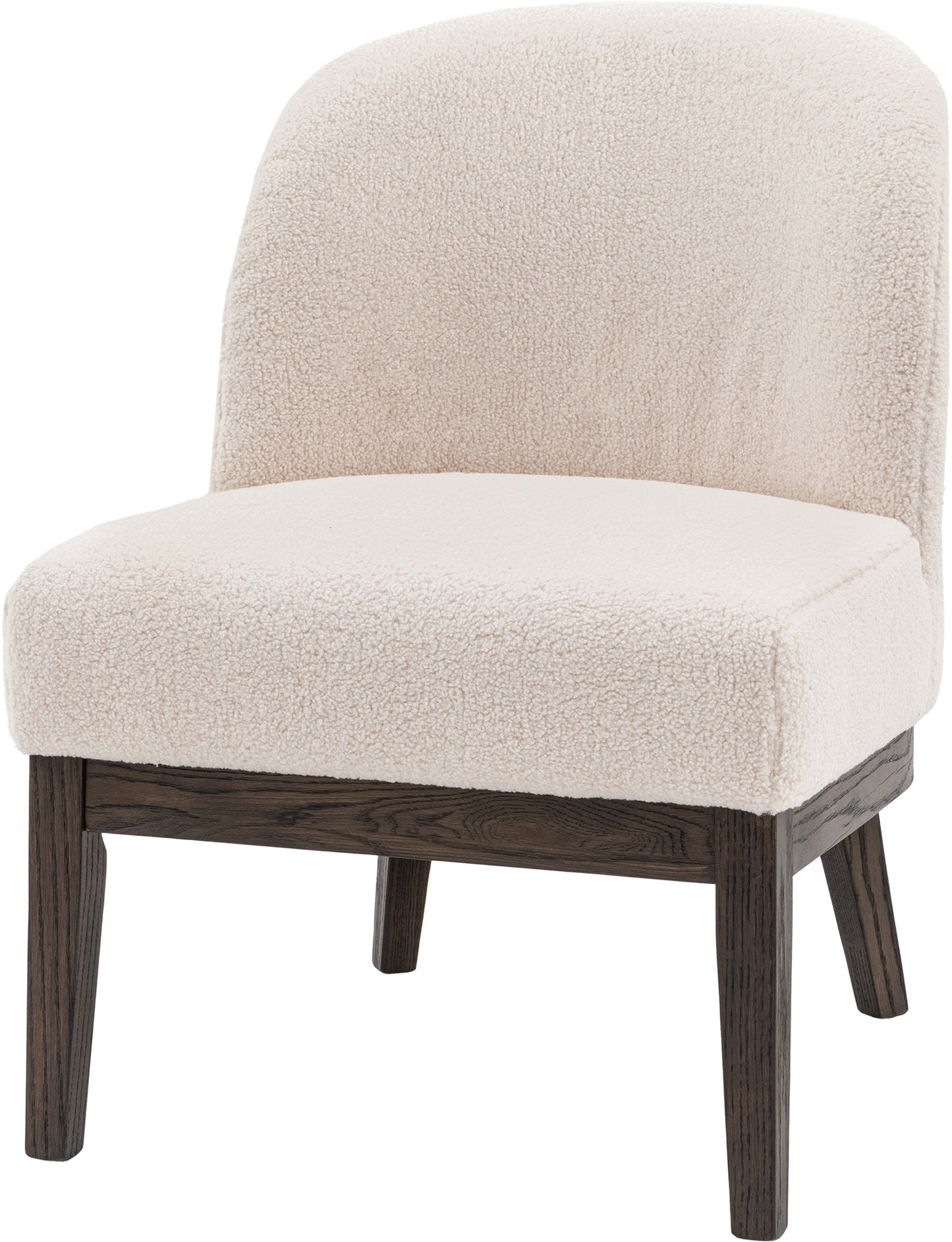 Gallery Direct Bardfield Accent Chair Upholstered in a Vanilla soft fabric with padded seat and backrest, with a dark oak wood frame and legs