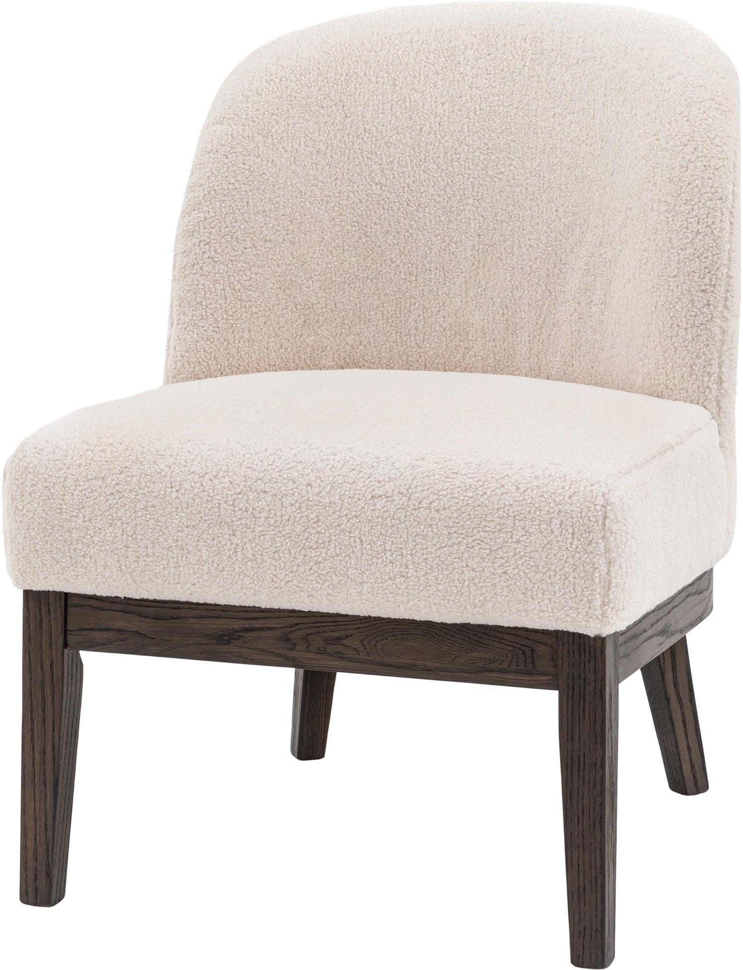 Gallery Direct Bardfield Accent Chair Upholstered in a Vanilla soft fabric with padded seat and backrest, with a dark oak wood frame and legs