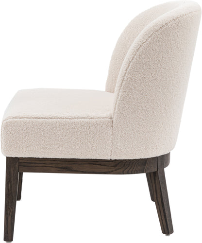 Gallery Direct Bardfield Chair in Vanilla soft boucle style upholstery with dark oak wooden frame and legs