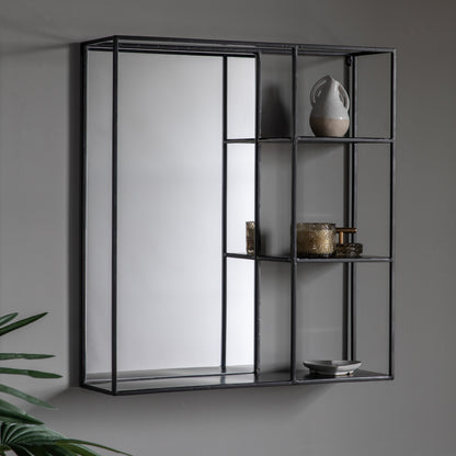 Gallery Direct Bassan Mirror Shelf Black displayed in a styled interior
