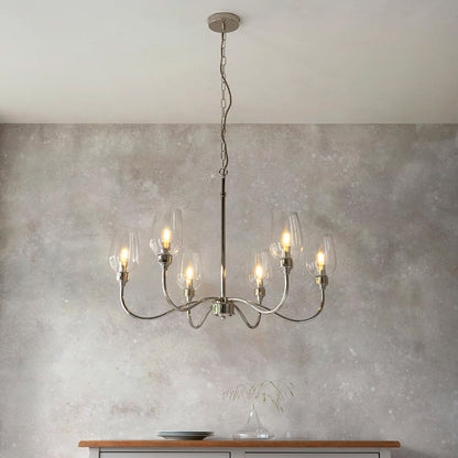 Gallery Direct Beaumont 6 Pendant Light Bright Nickel, styled in a room setting