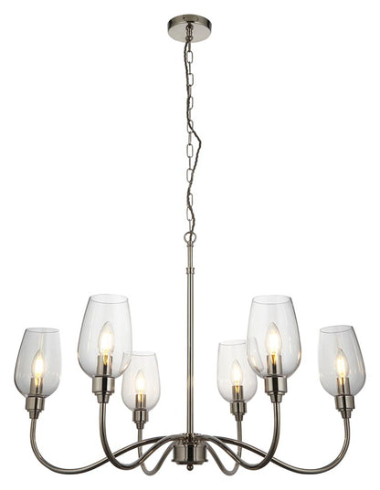 Gallery Direct Beaumont 6 Pendant Light Bright Nickel, complete product view on a white background