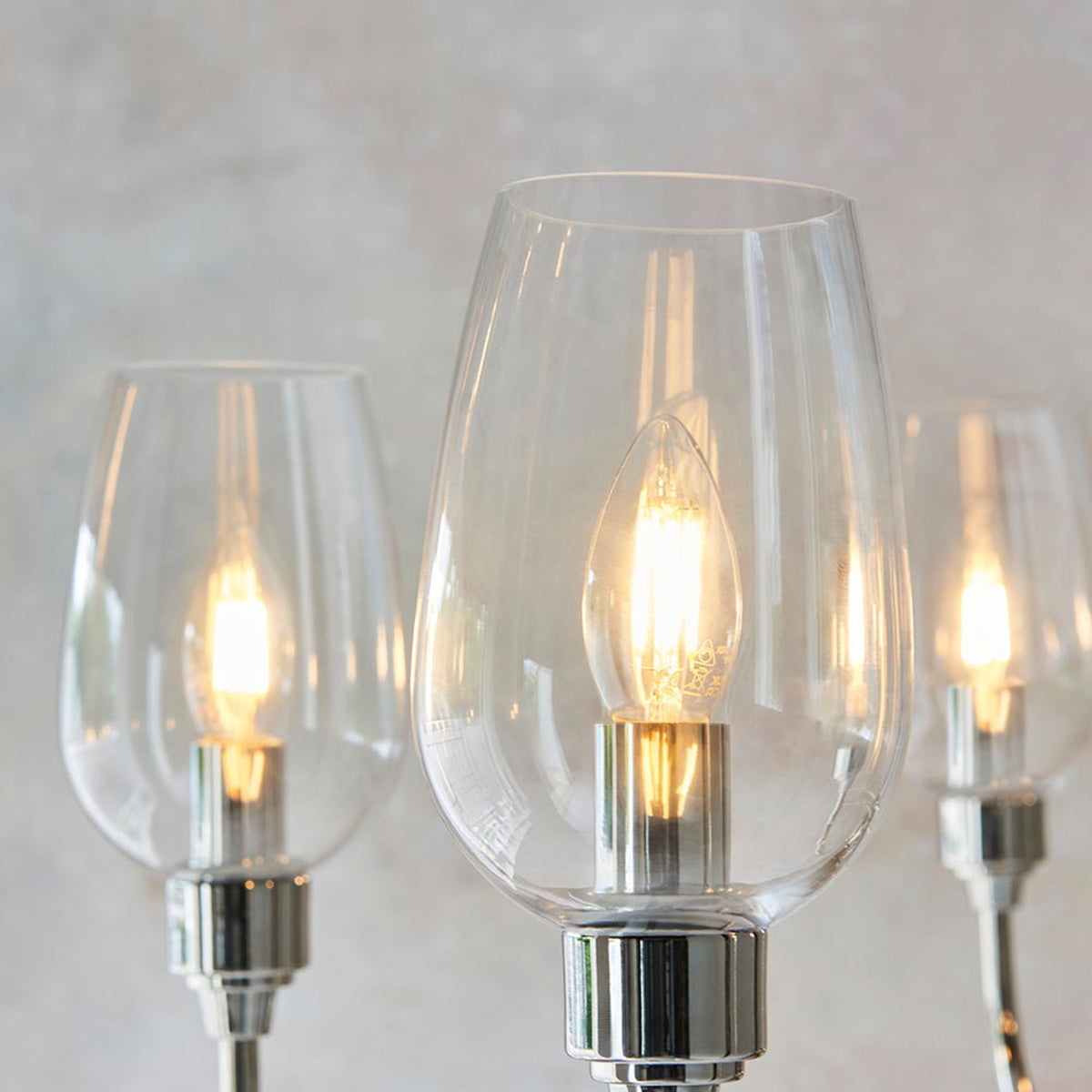 Gallery Direct Beaumont 6 Pendant Light Bright Nickel, close-up of the finish and design