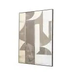 Gallery Direct Betong Abstract canvas in various neutral coloured geometric shapes with a plain dark wood frame