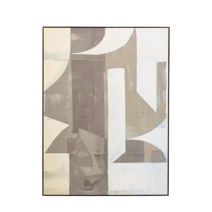 Gallery Direct Betong Abstract Framed Canvas with a neutral palette and a plain dark wood frame 