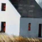 Gallery Direct Beyond the Dunes Framed Art work featuring a lighthouse and dunes by artist Sabrina Roscino