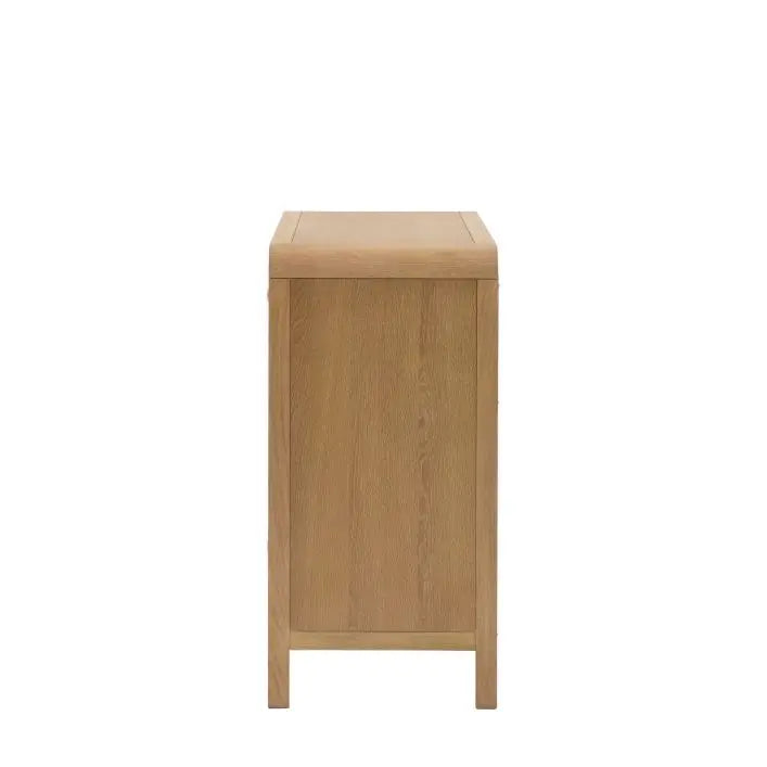 Gallery Direct Bibury 3 Drawer Chest is crafted from oak and pine wood and veneers, with a soft lime washed finish