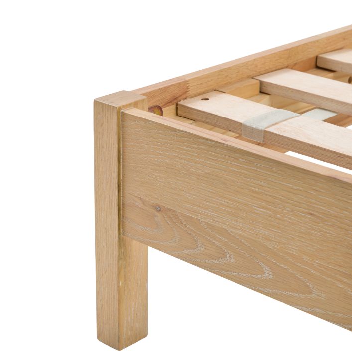 Gallery Direct Bibury Double Bed crafted from oak and pine wood and veneers with a soft lime wash finish, and wooden slats