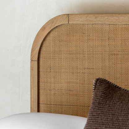 Gallery Direct Bibury Double Bed features a gently curved rattan detail headboard