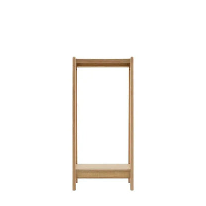 Gallery Direct Bibury Open Wardrobe features a hanging rail and lower shelf, crafted from oak and pine woods with a soft lime wash finish