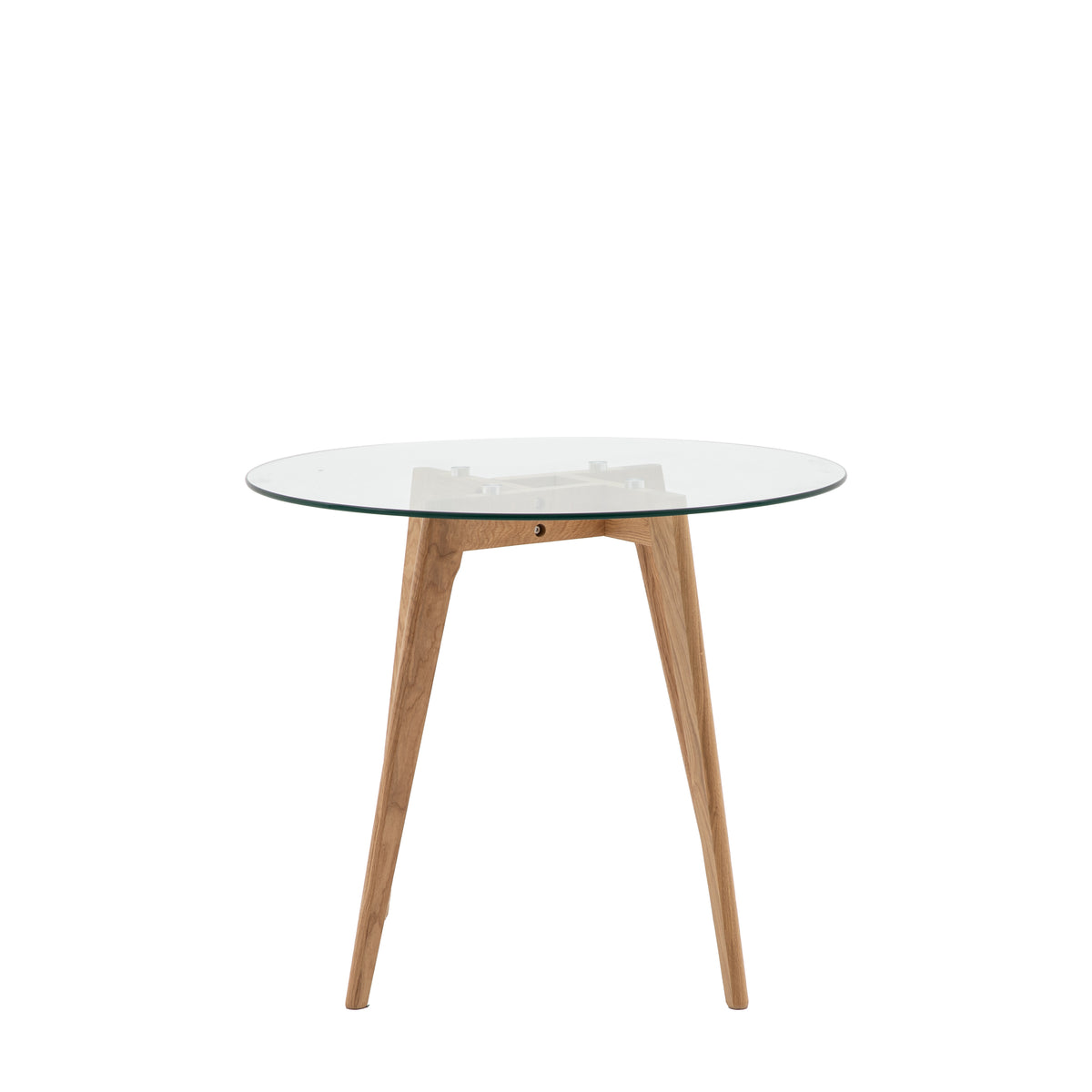 Gallery Direct Blair round glass dining table with natural oak base