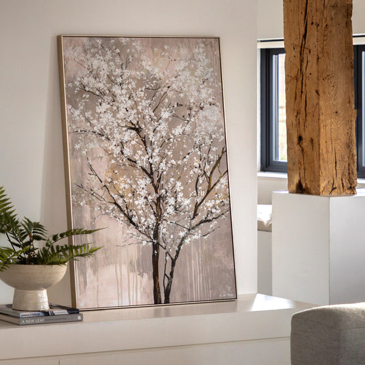 Gallery Direct Blossom Breeze Framed Canvas displayed in a styled interior