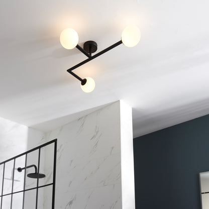 Gallery Direct Bodiam Bathroom 3 Ceiling Light Black, styled in a room setting
