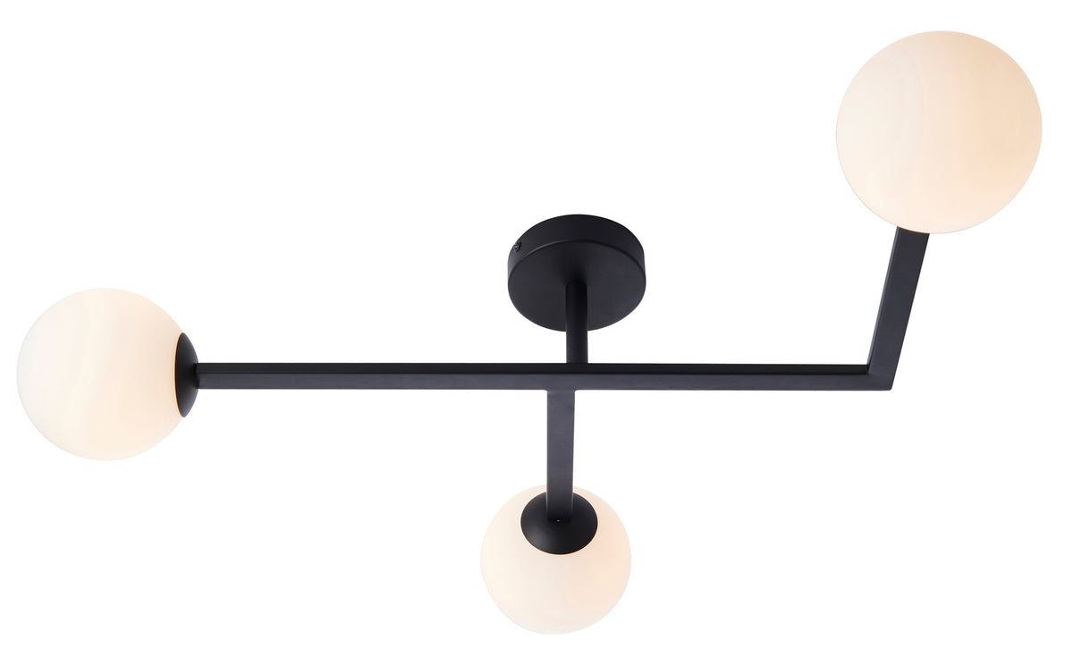 Gallery Direct Bodiam Bathroom 3 Ceiling Light Black, complete product view on a white background