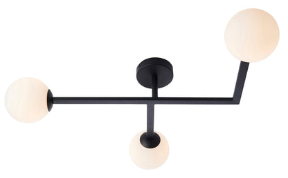 Gallery Direct Bodiam Bathroom 3 Ceiling Light Black, complete product view on a white background