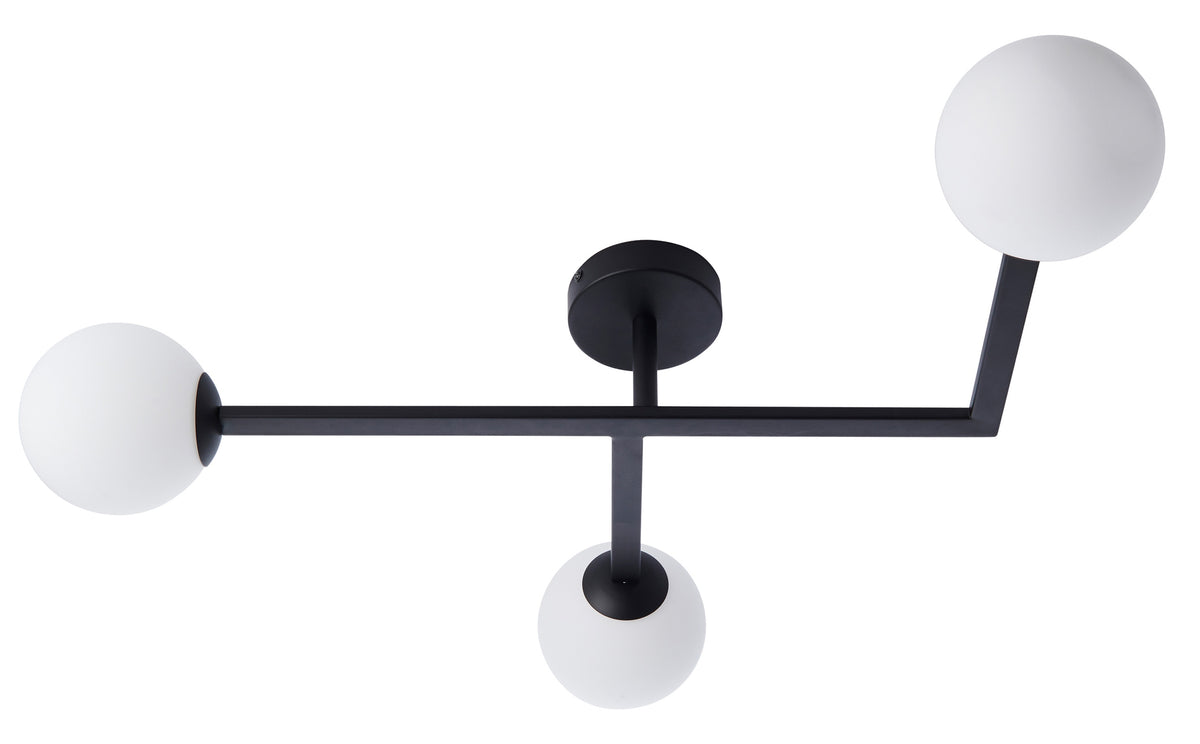 Gallery Direct Bodiam Bathroom 3 Ceiling Light Black, complete product view on a white background