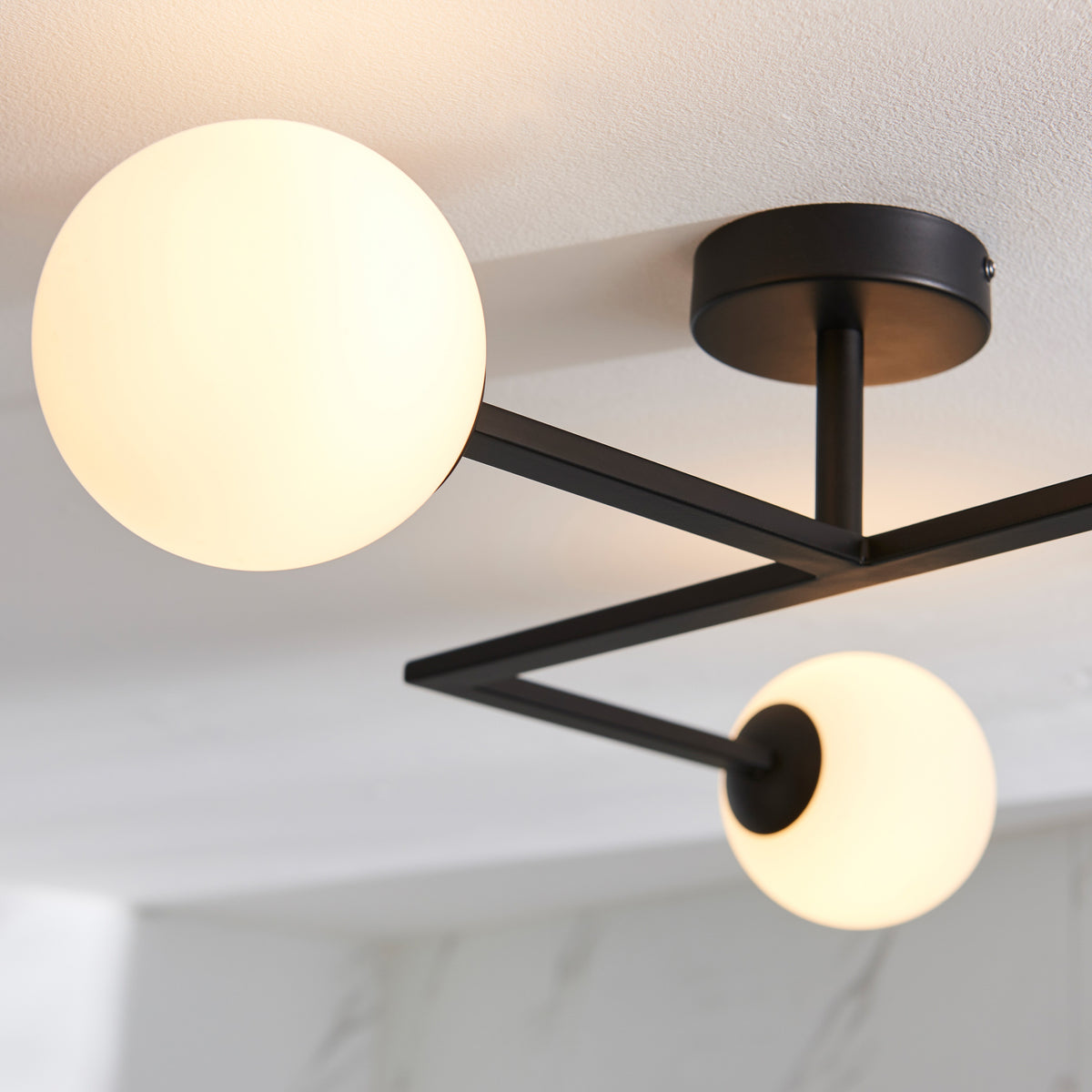 Gallery Direct Bodiam Bathroom 3 Ceiling Light Black, close-up of the finish and design