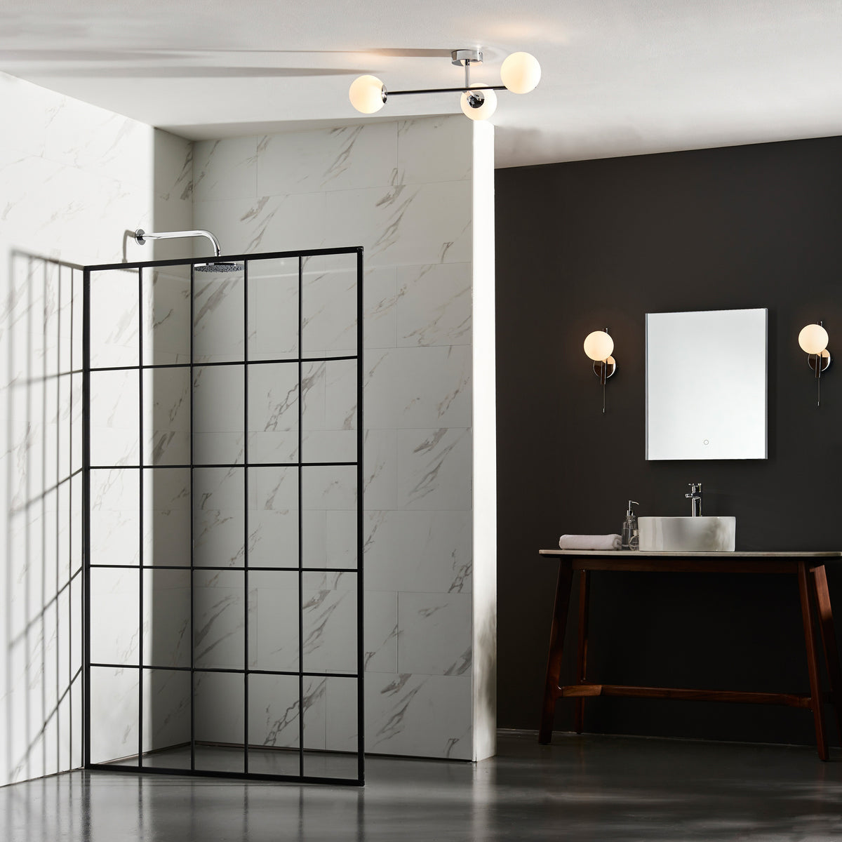 Gallery Direct Bodiam Bathroom 3 Ceiling Light Chrome, styled in a room setting