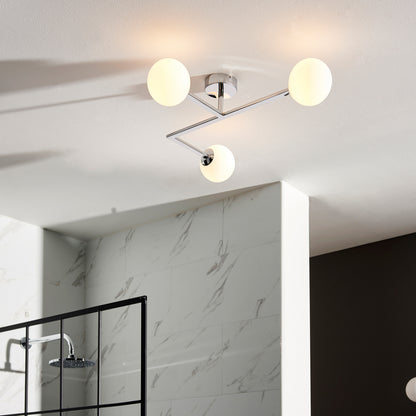 Gallery Direct Bodiam Bathroom 3 Ceiling Light Chrome, styled in a room setting